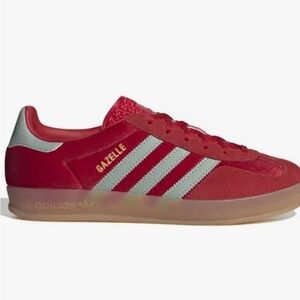 Adidas Gazelles- scarlet and haze green - 6.5